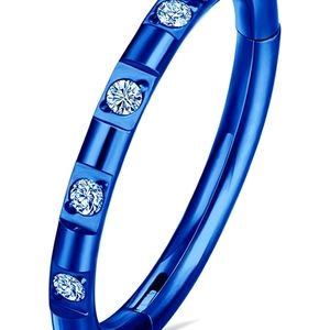 Surgical steel hinged segment clicker nose ring cz